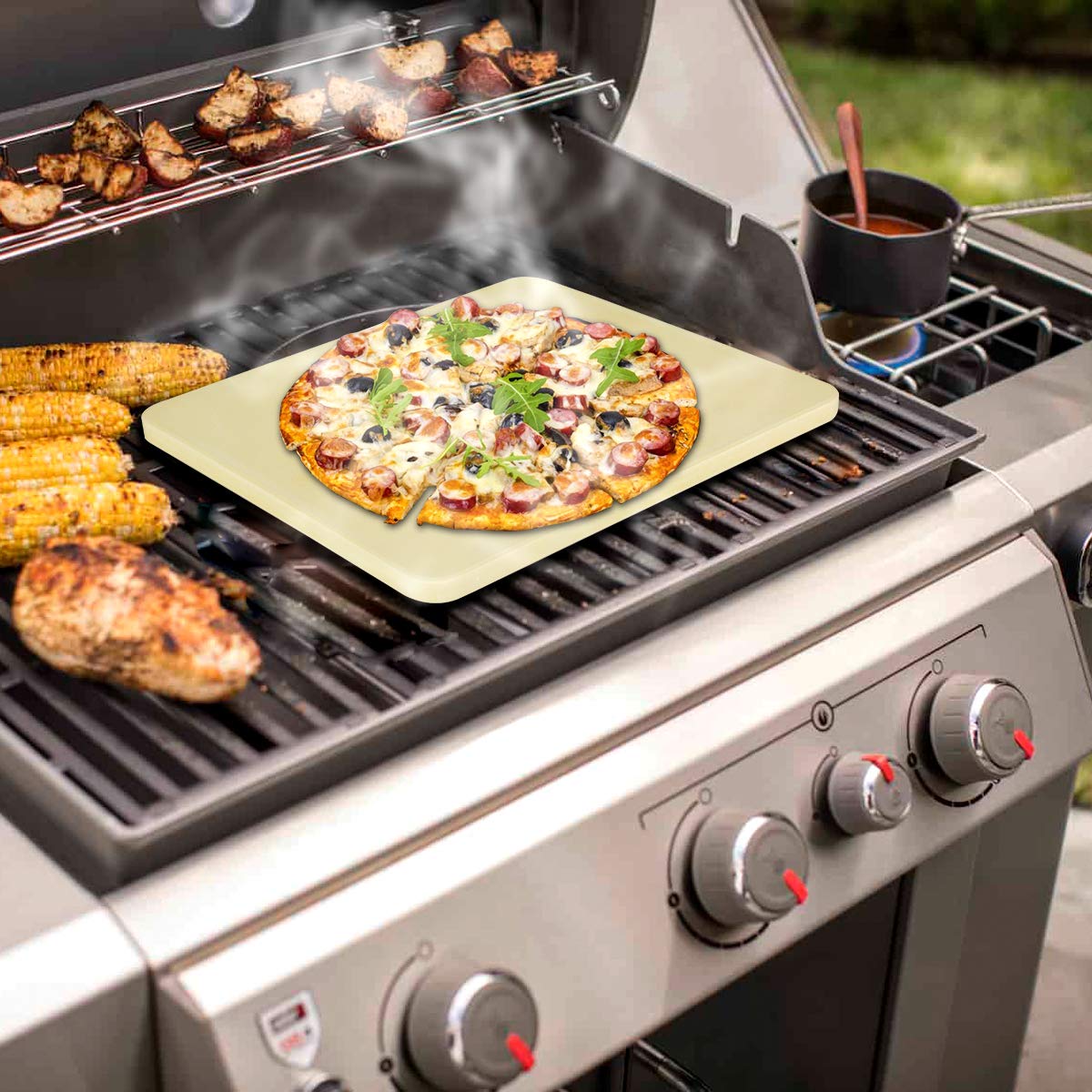 Onlyfire 15x12 Inch Pizza Stone – Heavy Duty Cordierite Baking Stone for Oven & Grill, Thermal Shock Resistant, Extra Large Pizza Stone for Perfect Crispy Crust Pizza, Bread, and Pastries