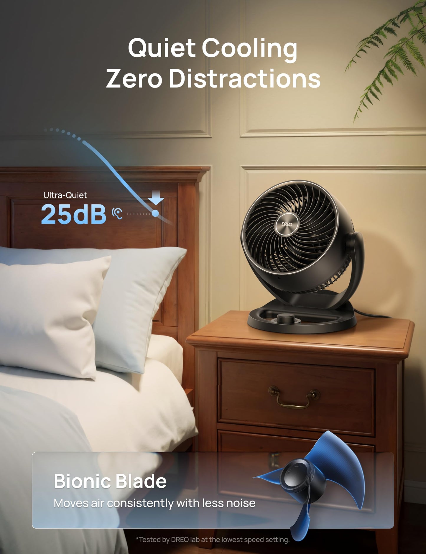 DREO Fan for Bedroom, 12 Inches, 70ft Powerful Airflow, 25db Quiet Table Air Circulator Fans for Whole Room, 120° Adjustable Tilt Desk Fan, 3 Speeds, Desktop Fan for Home, Office, Kitchen, RV