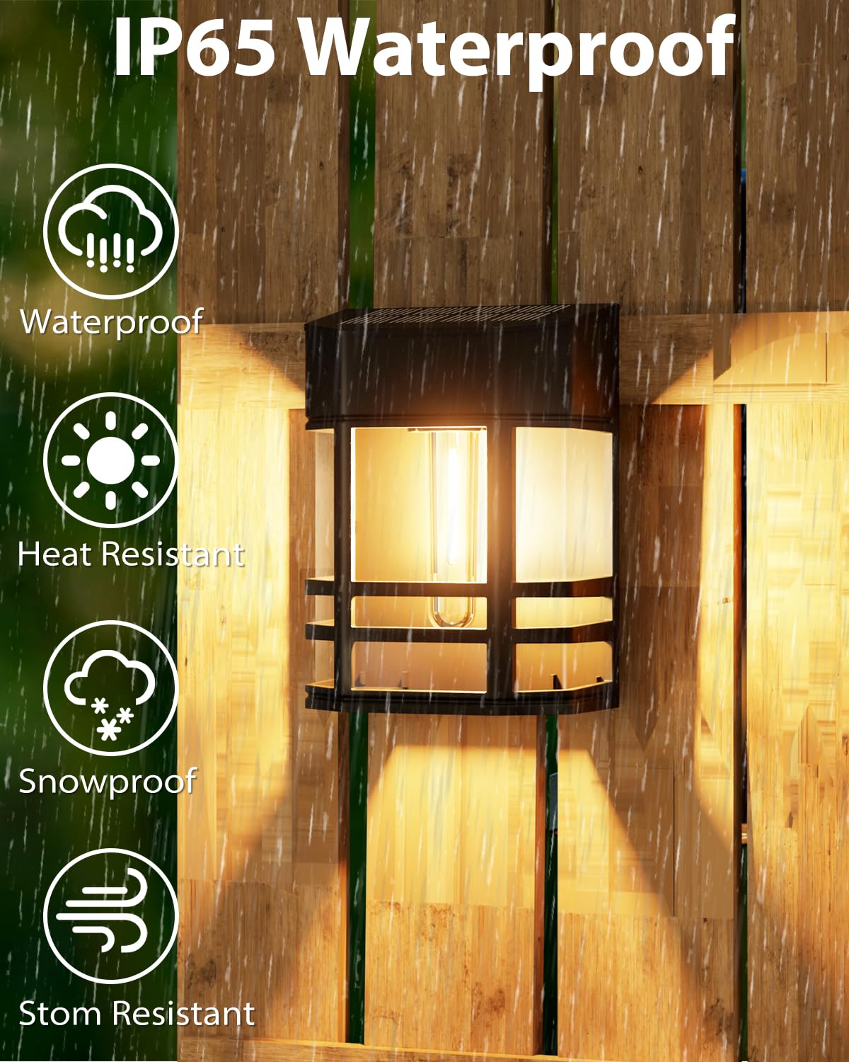 Woolmug 4 Pack Solar Fence Lights, Retro Solar Powered Deck Lights Outdoor Waterproof with Edison LED Bulbs, Solar Wall Lights Outdoor Solar Lights for Fence Garden Post Patio Yard Decor, Warm White