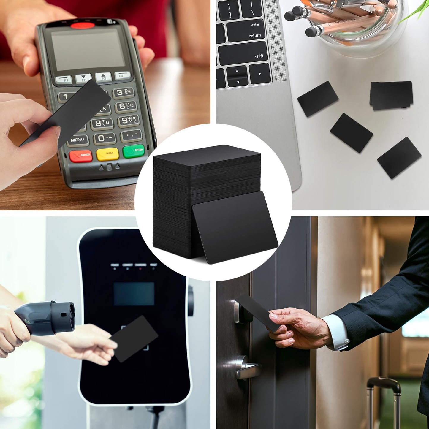 Xuhal 100 Pcs Black NFC Cards Blank Tags 504 Bytes Digital Programmable Business Cards Chip Compatible with NFC Enabled Mobile Phones & Devices