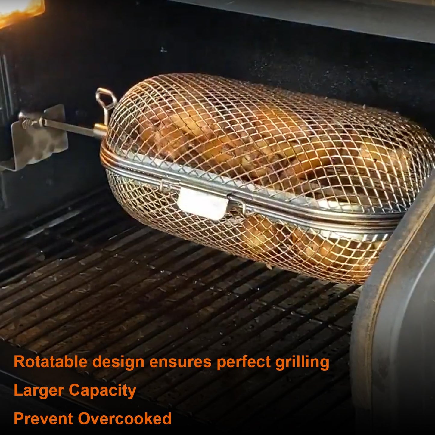 64000 Rotisserie Grill Baskets for Napoleon Outdoor Grill, Fits Universal Standard Spit Rods, Rotisserie Grill Basket Accessory-Even Cooking of Wings French Fries Veggies Kabobs
