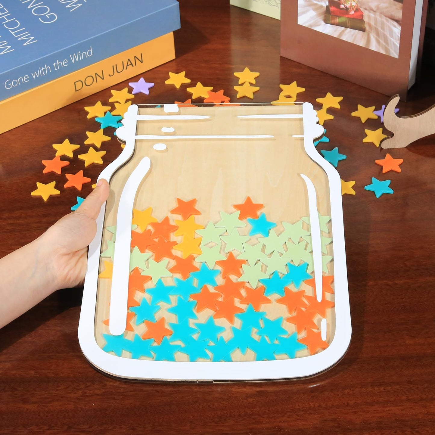 TINGKU 100 Tokens Star Behavior Jar Magnetic Classroom Reward System for Kids, Large Class Reward Incentive Jar for Classroom Board, Children Kindness Jar, Behavior Management Classroom Tools