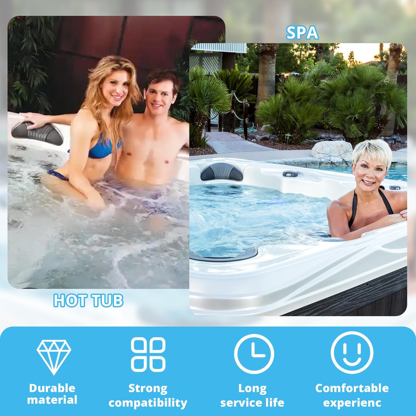 26-1303-85 Spa Pillow Replacement Head Rest Pillows Dark Grey Hot Tub Pillow Headrest Compatible with Artesian Island Spas Hot Tubs Isla Margarita Grand Bahama Grand Cayman Antigua Captiva (2Pack)