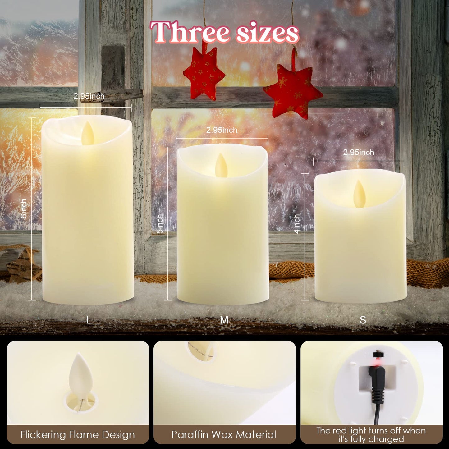Rechargeable Candles Flickering with Remote,LUXONIC Flameless Candles Built-in Rechargeable Battery,RGB&Warm White Real Wax LED Candles for Home Decoration,Christmas,Party