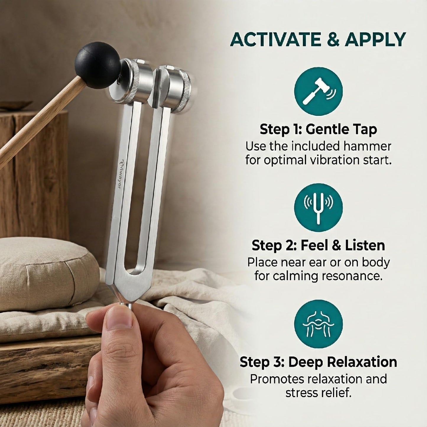 Miwayer Professional 64 Hz Tuning Forks (Otto Style) for Healing, Medical, and Music - Multi-Frequency Tuning Fork Kit for Sound Therapy, Meditation, Chakra Balancing, and Instrument Tuning