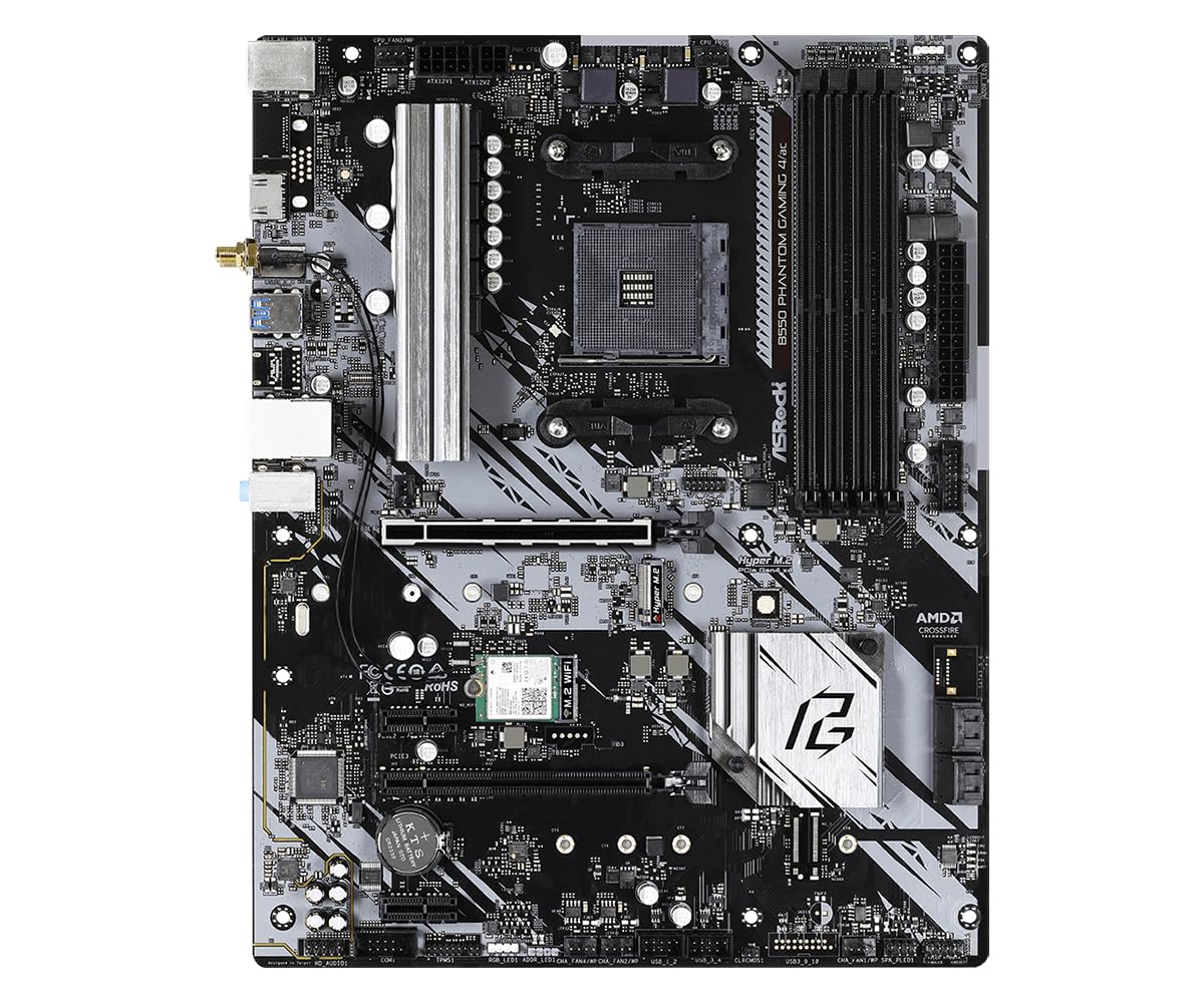 ASRock B550 Phantom Gaming 4 AC Supports 3rd Gen AMD AM4 Ryzen™ / Future AMD Ryzen™ Processors Motherboard