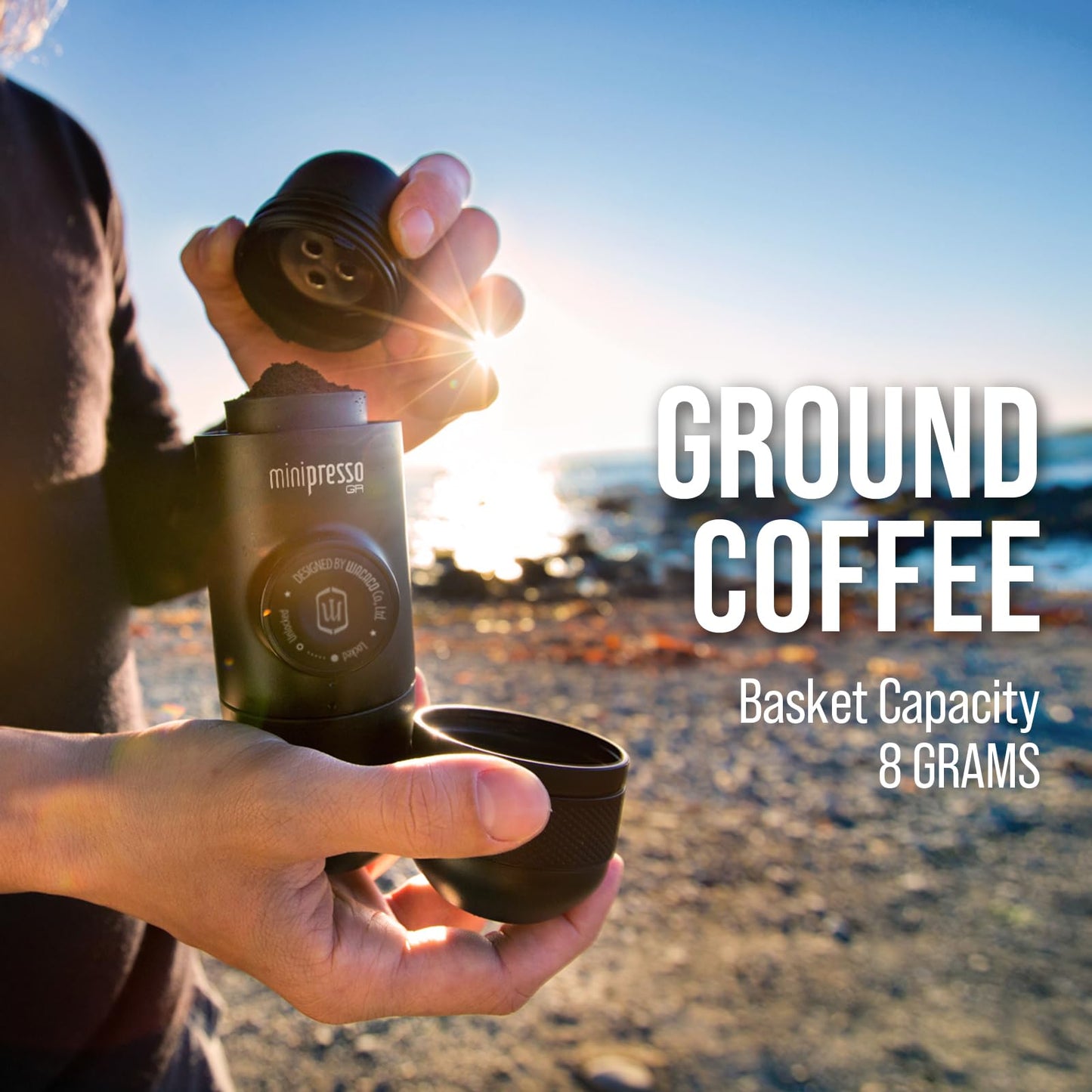 Wacaco Minipresso GR, Portable Espresso Machine, Compatible Ground Coffee, Small Travel Coffee Maker, Manually Operated from Piston Action