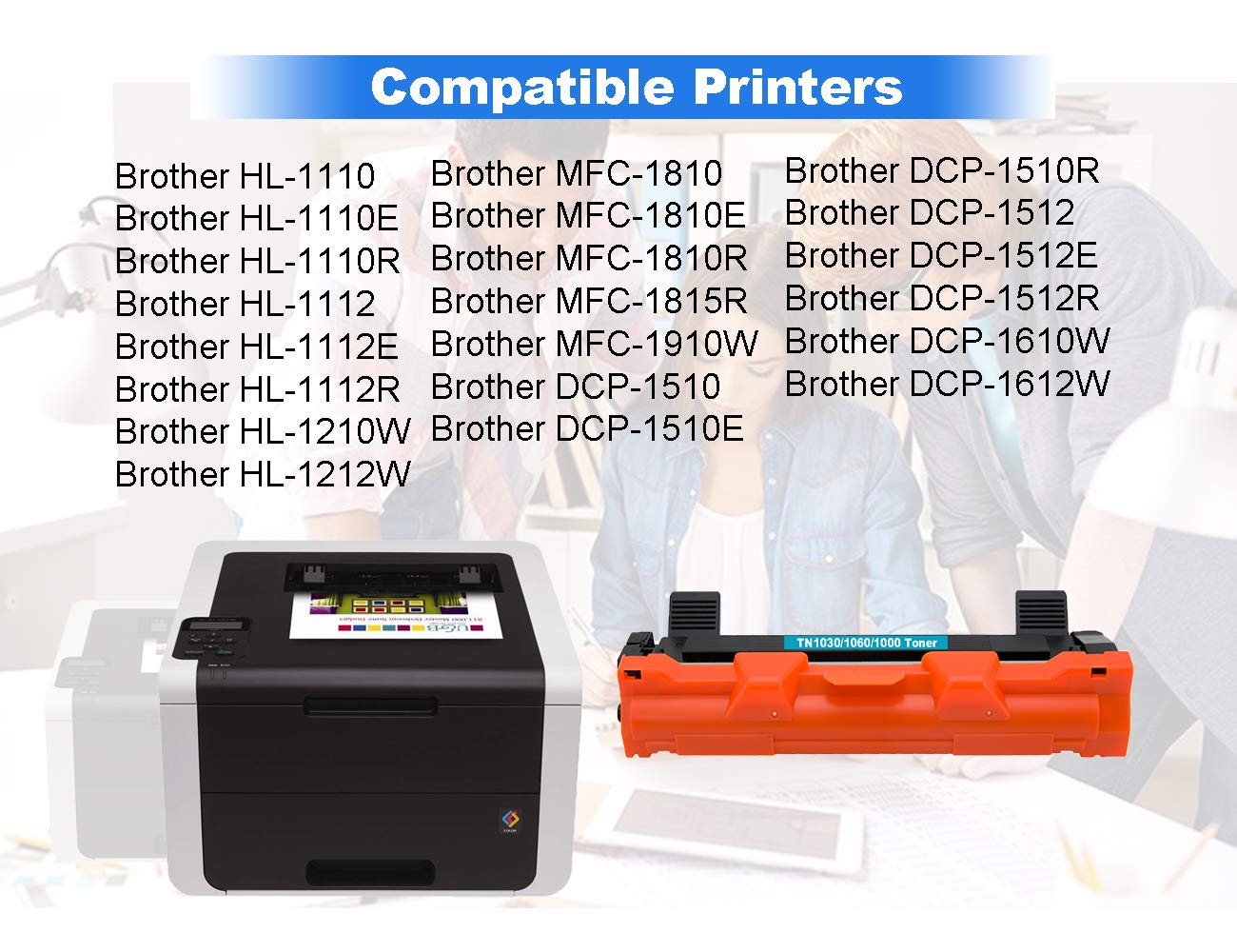 InkSpire 2PK Brother TN-1030 TN1030 Black Toner Cartridge TN1060 TN-1060 Compatible Replacement for Brother DCP-1612W DCP-1610W HL-1212W HL-1210W DCP-1512 HL-1112 HL-1110 DCP-1510