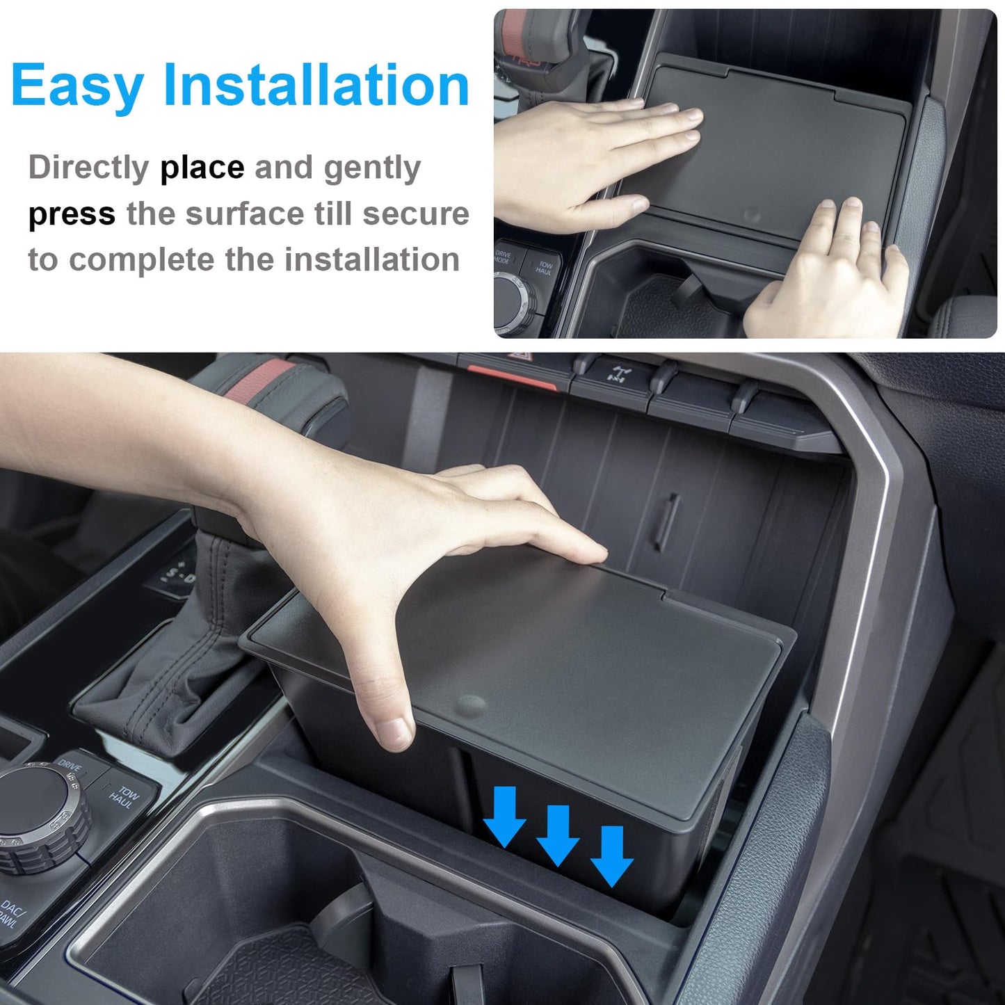 Center Console Hidden Organizer Compatible with 2022 2023 2024 2025 2026 Toyota Tundra and 2026 Toyota Sequoia Accessories OEM Secret Compartment Storage Box Press Open(Fit SR/SR5/Limited/TRD Pro)