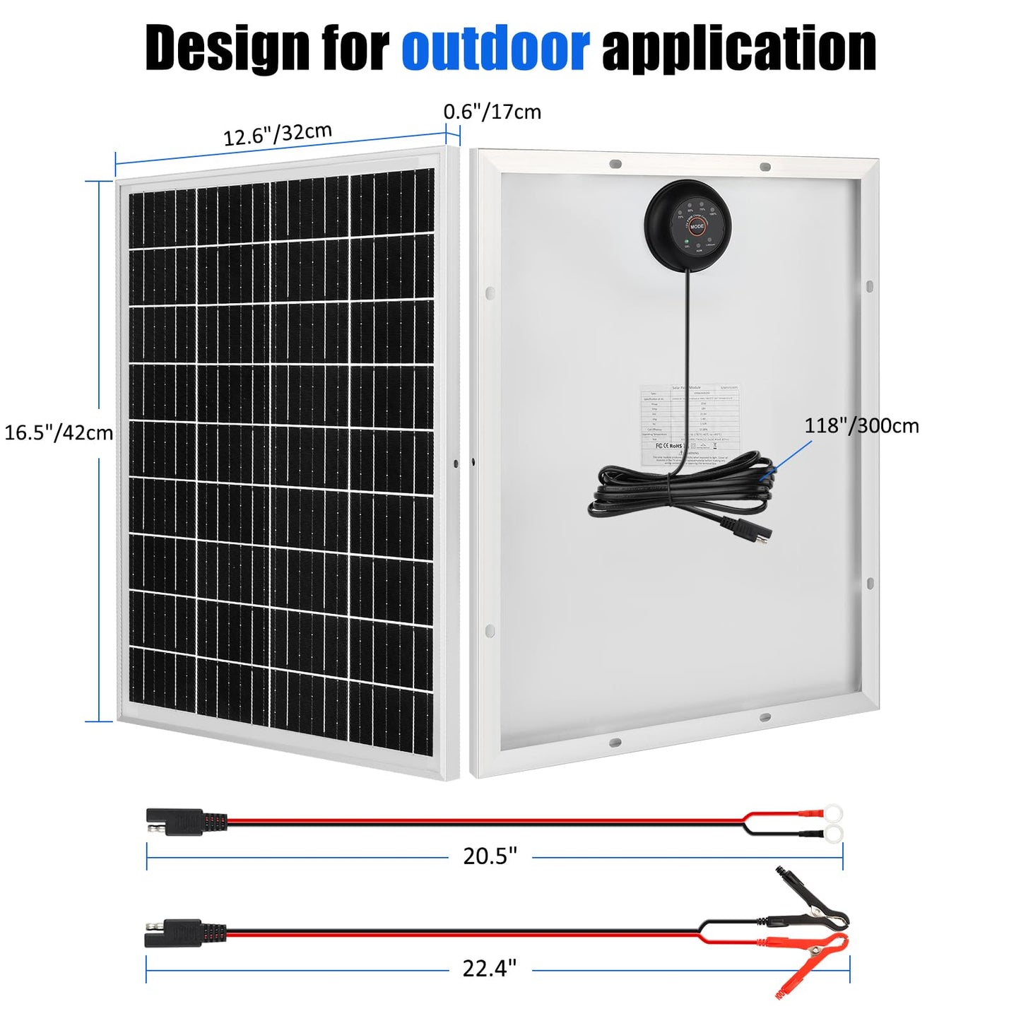TBER Solar Panel Kit 25W 12V Solar Battery Trickle Charger Maintainer PRO with Built-in Ultra Smart PWM Charging Controller, 12 Volt Waterproof Solar Panels for Car RV Boat Camper Motorcycle Trailer