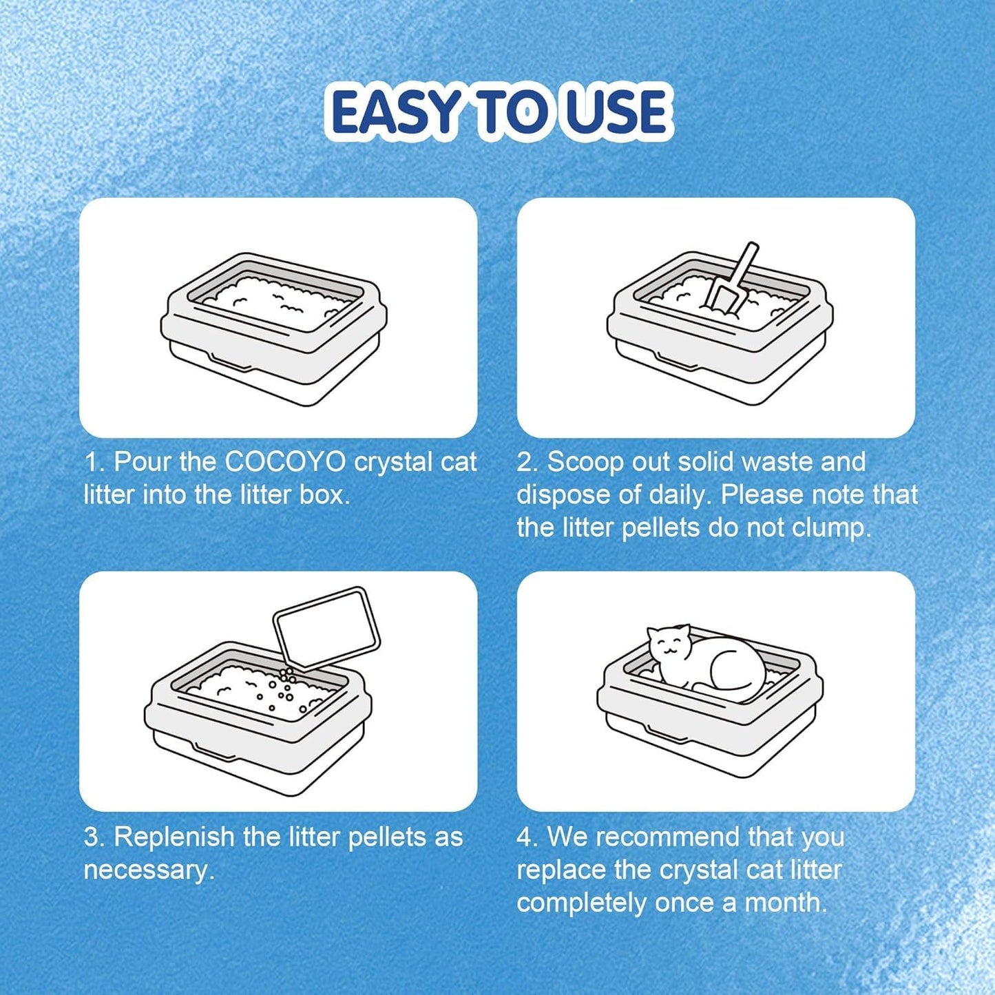 COCOYO Lavender-Scented Crystal Cat Litter I Silica Gel Cat Litter – 17.2 Lbs Value Pack (4.3 Lbs x 4)