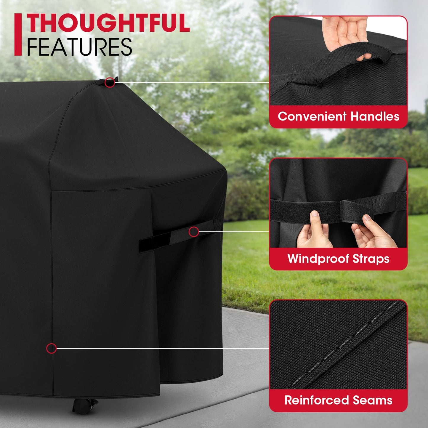 Unicook 58 Inch BBQ Grill Cover, Heavy Duty Waterproof Barbecue Cover, Fade and UV Resistant, Compatible with Weber Genesis II LX 300 Series, Genesis 300 Series Gas Grills, and More