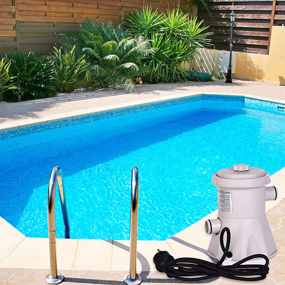 Mugxnem Swimming Pool Filter Pump - 300 GPH ElectricPool Filter Pump for Inflatable Pool Easy Set Clear Cartridge Filter Pump for Above Ground Pools