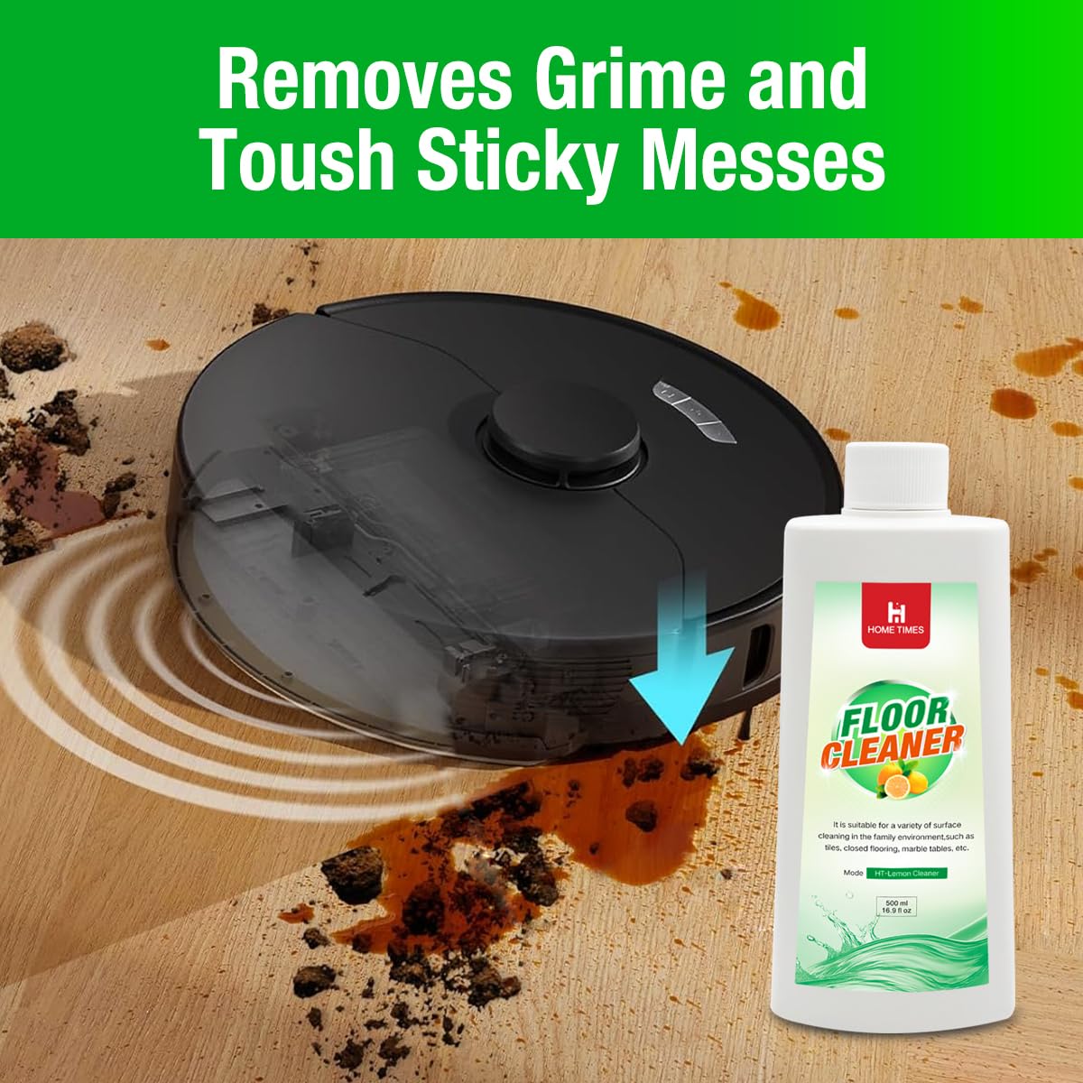2 Pack Robot Vacuum Floor Cleaning Concentrate for Mops - Compatible with Roborock, Tineco, iFloor, Etc. - Hardwood & Multi-Surface - Non-Toxic, Residue-Free (lemon flavor)