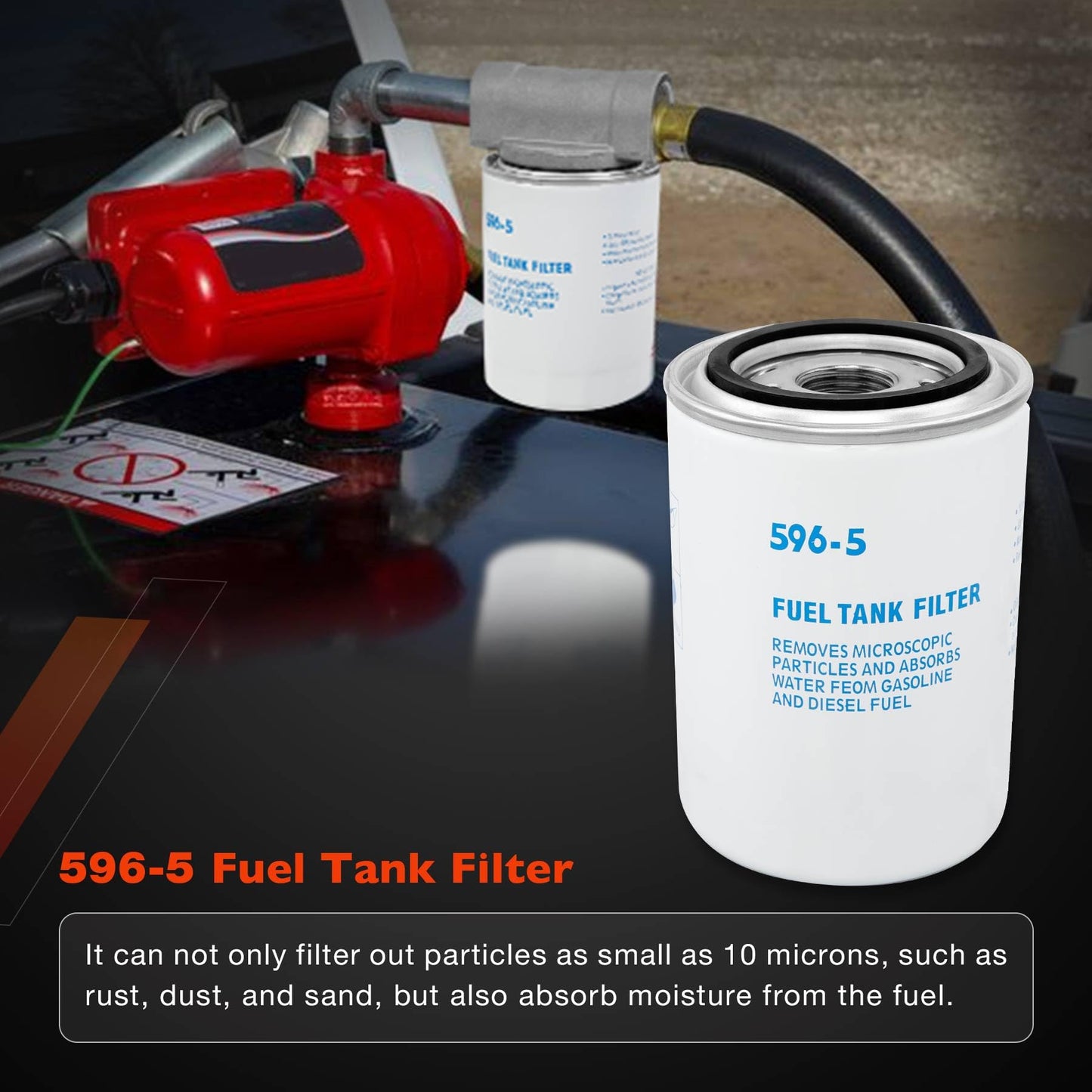 Fuel Tank Filter Compatible with Fuel Pumps Transfer Tanks, 10 Micron Diesel Spin-On Filter (2 Pack)