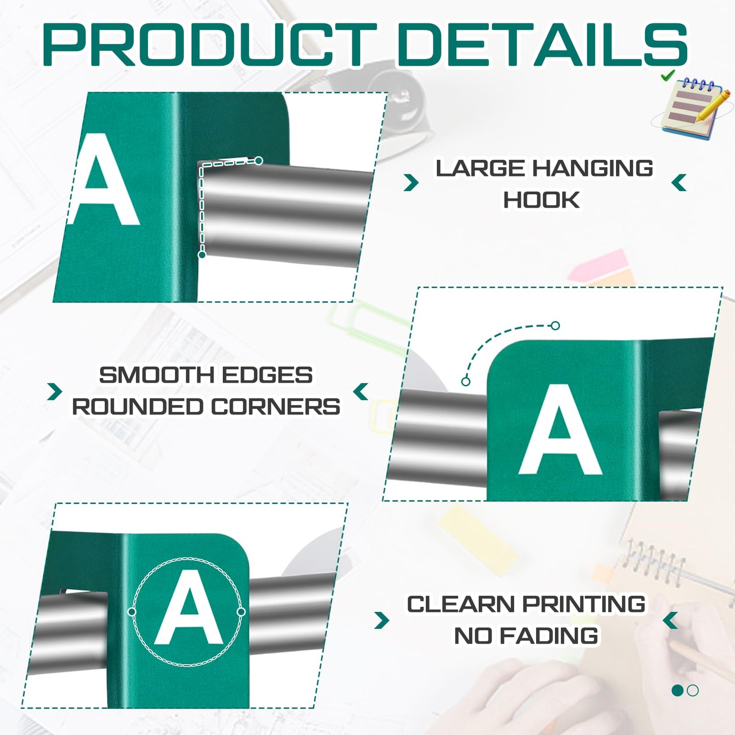 Sayglossy 25 Pcs A-Y Hanging File Folder Index Tabs PVC Alphabet Divider Tabs 6x1.7 Inch for Hanging Filing Cabinet Organization, Classroom, Library, Office