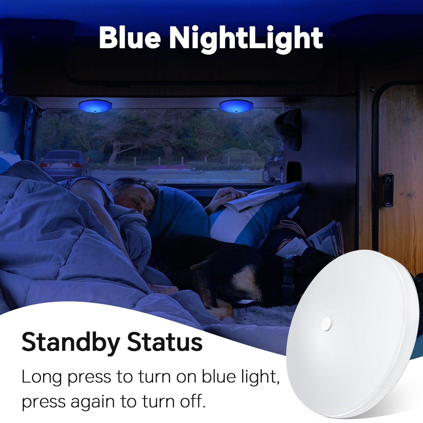 acegoo Rv 3Cct 4.5'' Led Dome Ceiling Light, 3000K/4500K/6000K Switchable with Blue Nightlight 12V Puck Light for Motorhome, Trailer, Boat, Surface Mount with Dimmer Switch (6 Pack)