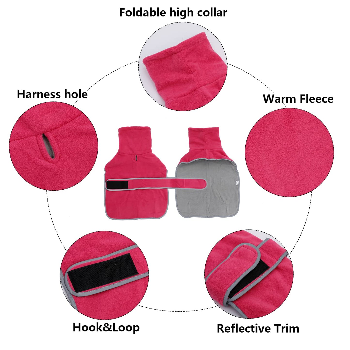 Geyecete Dog Jacket, Dog Coat Perfect for Dachshunds, Dog Winter Coat with Padded Fleece Lining and high Collar, Dog Snowsuit with Adjustable Bands Sizes -Pink-S