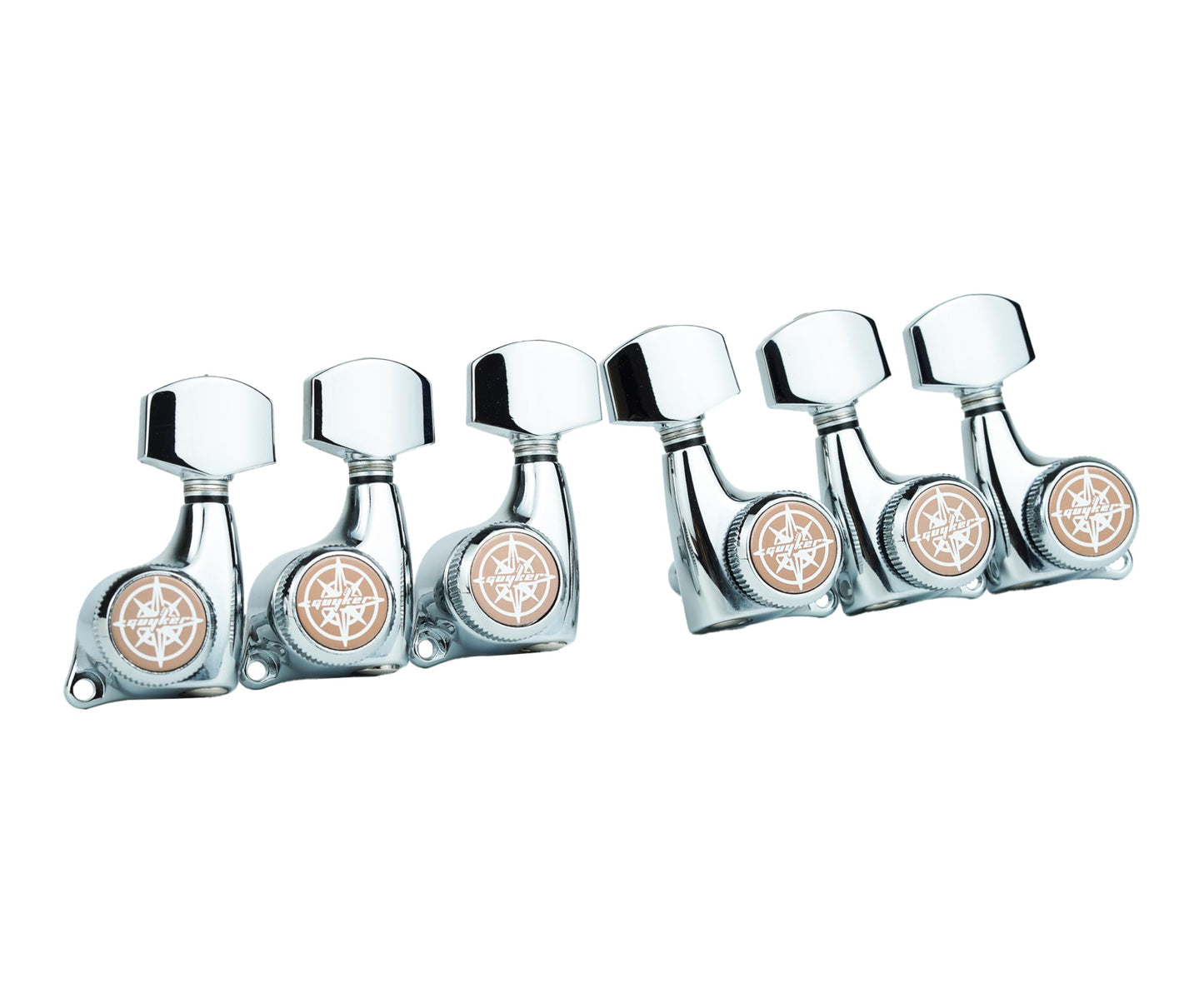 Guyker 6Pcs Guitar Locking Tuners (3L + 3R Handed) - 1:21 Ratio Lock String Tuning Key Pegs Machine Heads with Hexagonal Handle Replacement for LP SG Style Electric, Folk or Acoustic Guitars - Chrome