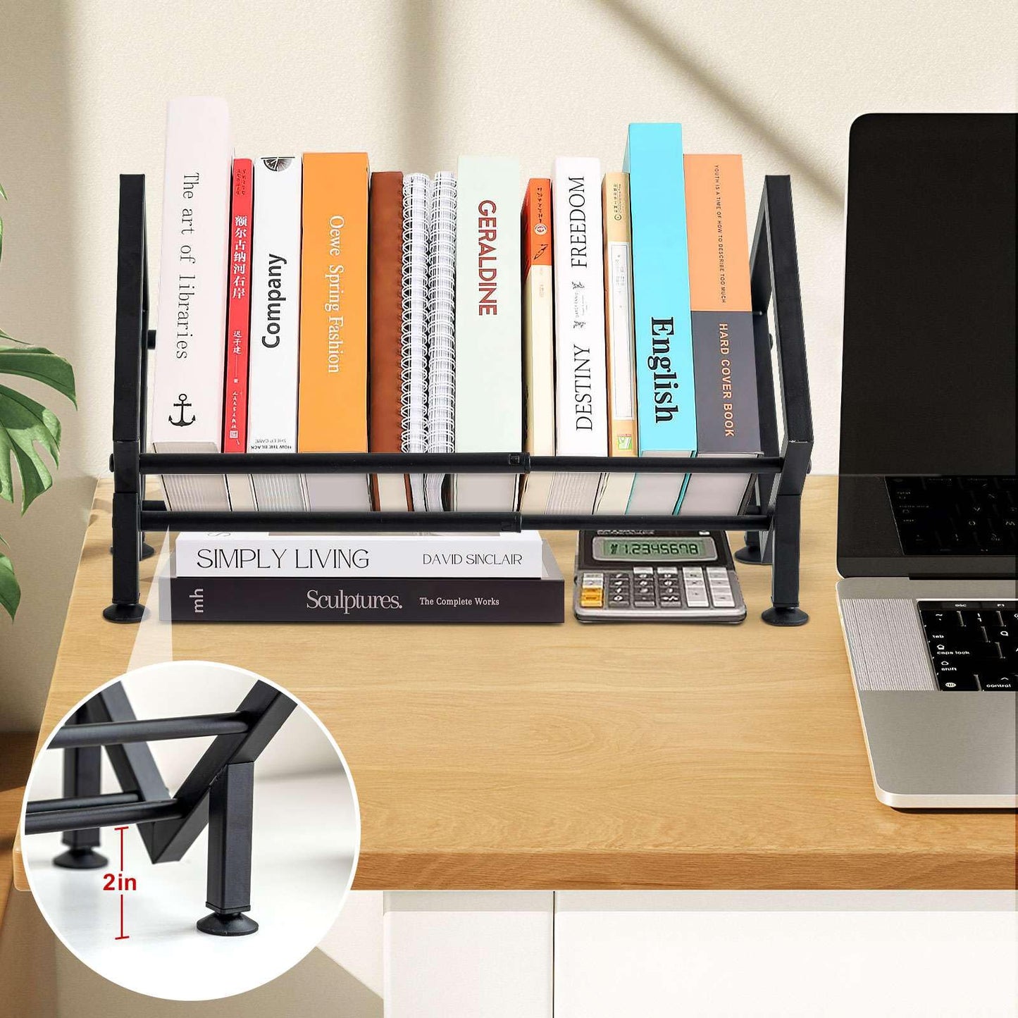 Adjustable Desktop Bookshelf for Desk Book Organizer, Tilting Tabletop Bookshelf in Office Home/Bedroom, Vinyl Record Storage Holder Book Rack for Magazine/CDs/Books/Vinyls Display