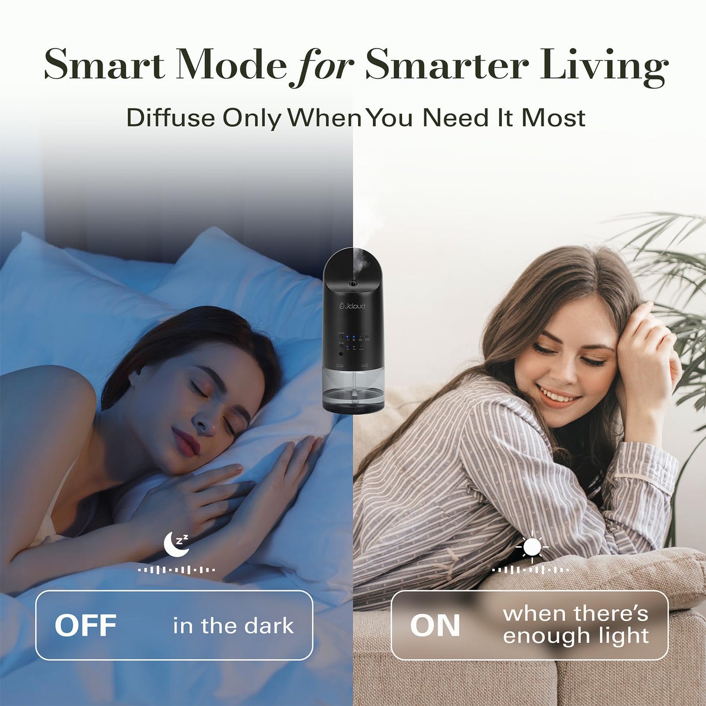 JCLOUD 2025 Plug in Diffuser for Essential Oils, Waterless Scent Diffuser Cover Up to 500 Sq. Ft. for Home, Office, Spa – Portable Smart Wall Diffuser 160ML, Black