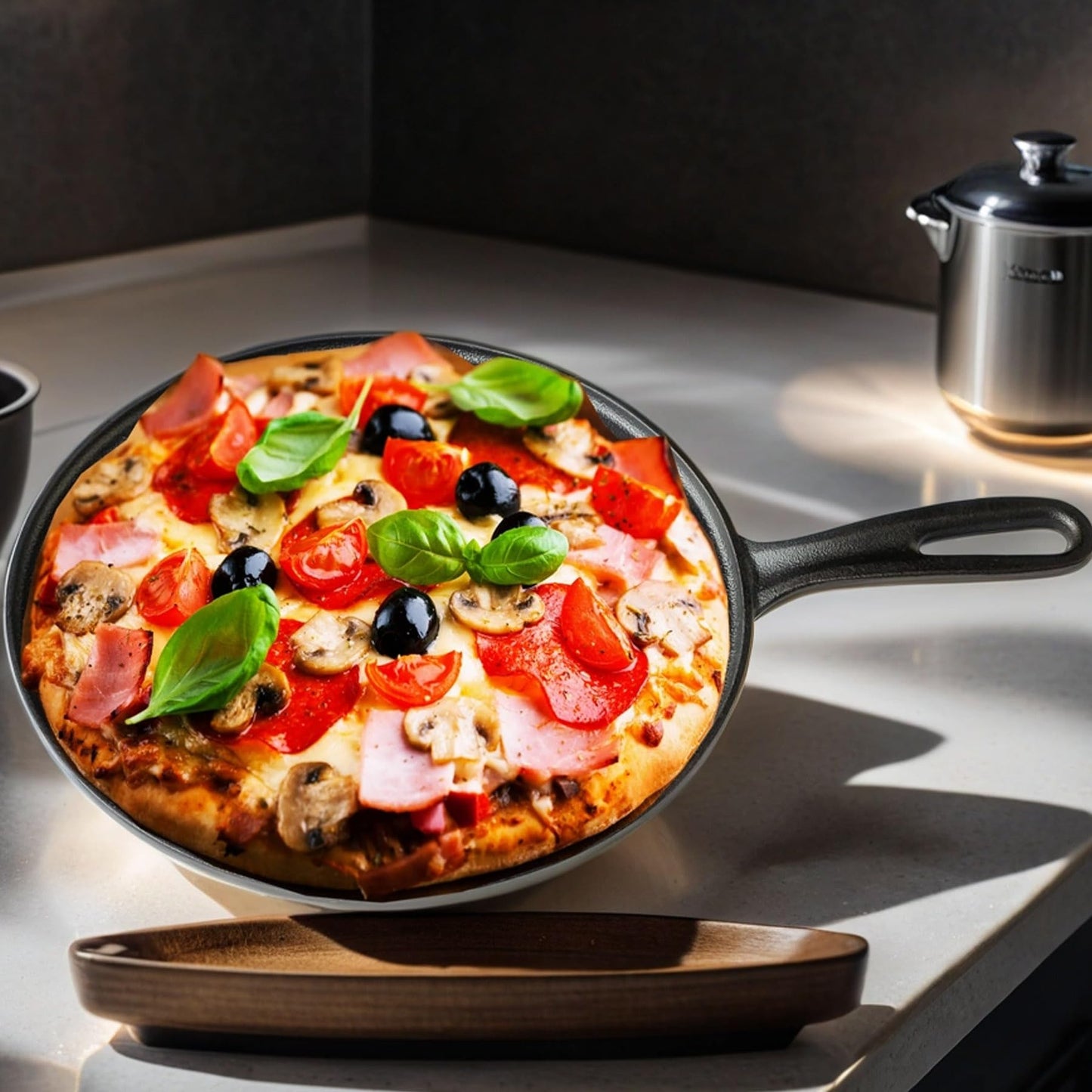 La Cuisine Crepe Tawa Pan for Roti Dosa Comale – Griddle Pizza Pan Pre-Seasoned Cast Iron, 11 Inch Diameter, PFOA Free, Oven Safe, Glasstop Induction Stove