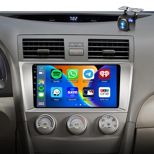 2+64G for Toyota Camry 2006-2011 Car Radio with Wireless Carplay/Android Auto,Android Car Stereo 9 Inch Touch Screen GPS,26UI,WiFi,Bluetooth,FM/RDS,EQ,Mirror Link,SWC+ Backup Camera&Mic