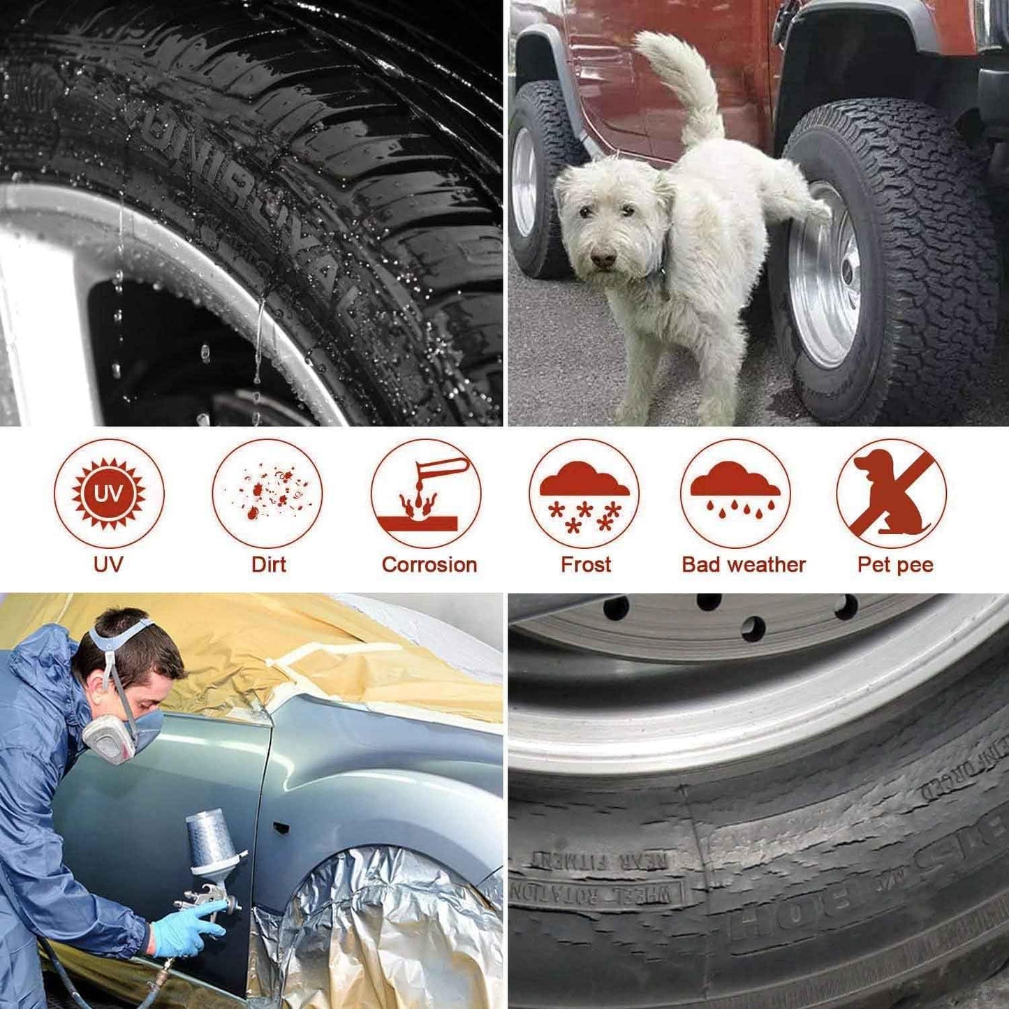 Amfor Set of 4 Tire Covers,Waterproof Aluminum Film Tire Sun Protectors,Fits 24" to 26" Tire Diameters,Weatherproof Tire Protectors