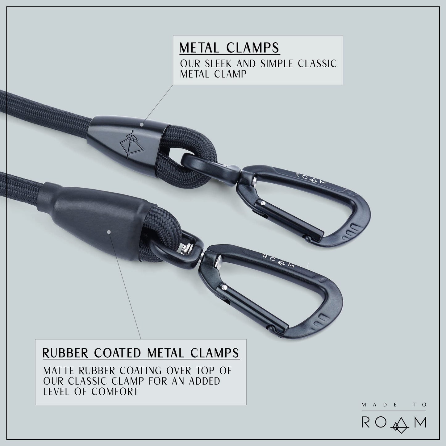 MADE TO ROAM Premium Everyday Leash - Ultra Soft Dog Leash with Aviation Aluminum Carabiner for Small, Medium, Large Dogs - California Horizon, 6ft (Rubber Coated Metal Clamps)