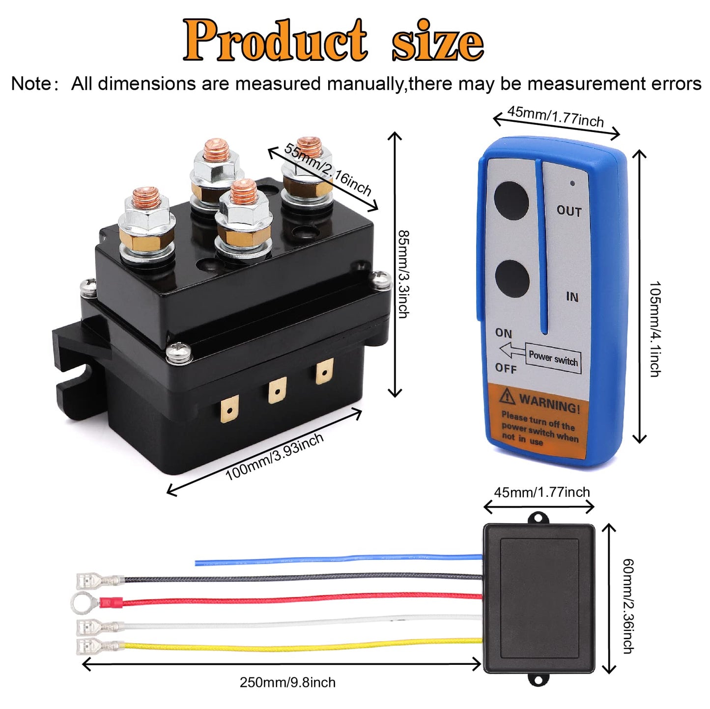 Torkettle 12V 500A Winch Solenoid Contactor Relay and Wireless Remote Control Kit Twin Range max 150ft for 8000lbs-17000lbs ATV UTV Winches