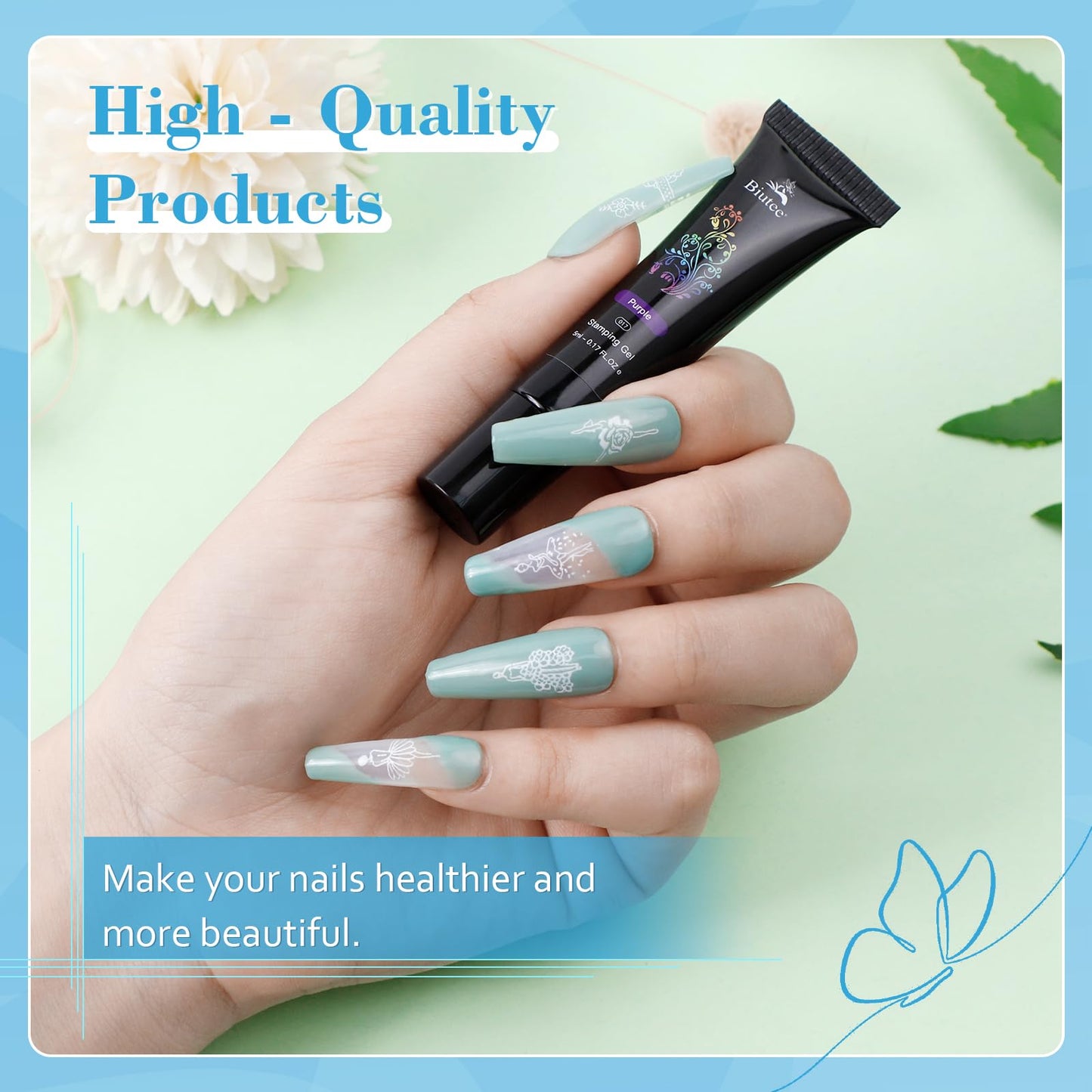 Biutee Nail Stamping Polish Gel Pack of 24 Colors 5ML UV LED Special Polish Gel Printed Nail Polish Gel Polish for nail stamping plate