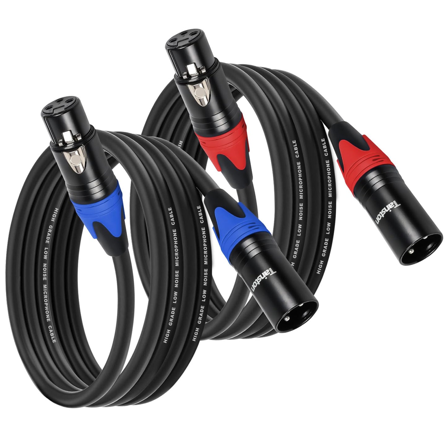 Tainston XLR Cable 50 Feet 2 Pack Premium XLR Microphone Cable 3-Pin Balanced Microphone Mic Cord Male to Female XLR Speaker Cable