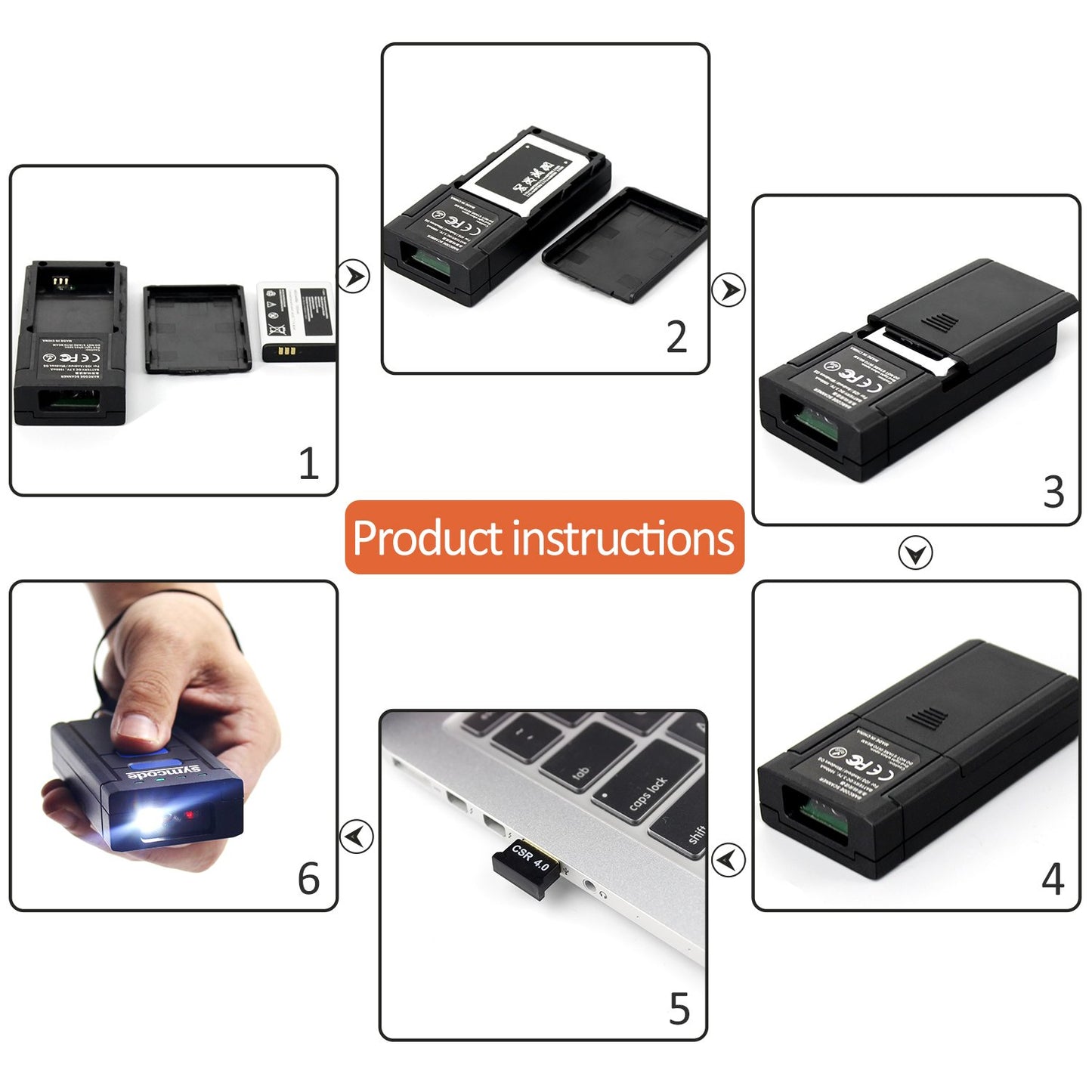 USB Bluetooth Barcode Scanner,Symcode 1D Mini Wireless Handheld Laser Barcode Scanner Reader For POS/Android/IOS/Imac/Ipad with Bluetooth 4.0 Receiver
