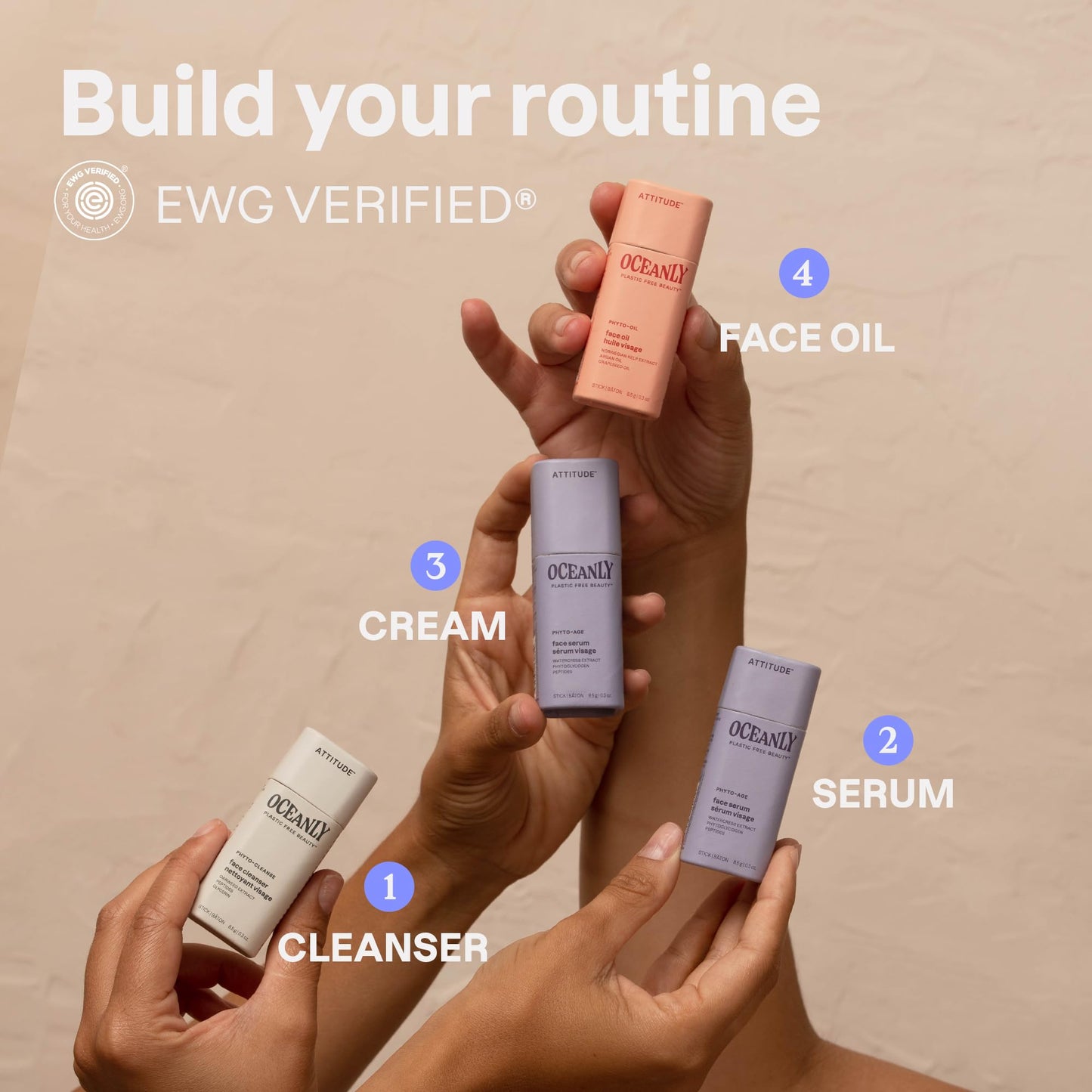 ATTITUDE Oceanly Aging Skin Daily Facial Care Routine Box Set, EWG Verified, Plastic-free, Plant and Mineral-Based Ingredients, Vegan and Cruelty-free, PHYTO AGE, Set of 4 Travel Size Bars