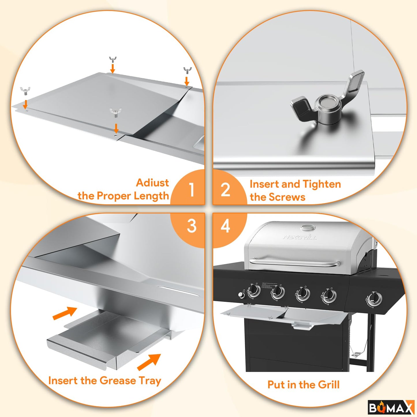 Universal Grease Tray with Catch for Nexgrill BBQ Grill 720-0830H, Adjustable Drip Pan for Nexgrill, Kenmore, Expect Grill BBQ Replacement Parts, BBQ Grease Tray for 3/4/5 Burner BBQ Gas Grill