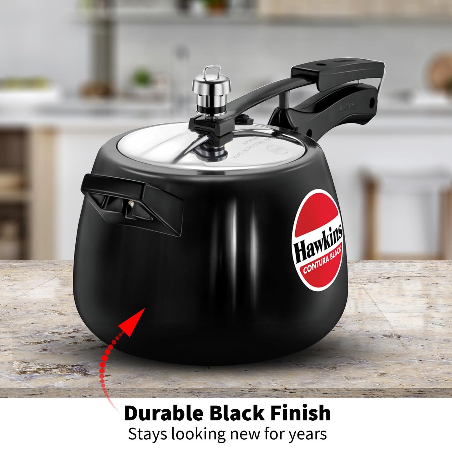 Hawkins CB40 Hard Anodised Pressure Cooker, 4-Liter, Contura Black