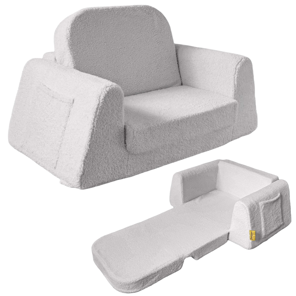 BanaSuper Wide Kids Sofa, Convertible Foam Couch for Children 3-8, Gray