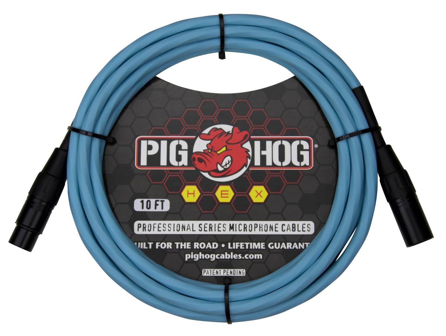 Pig Hog PHMH10DB Hex Series Microphone Cable 10-Feet Daphne Blue Patent Pending 6 Sided Spiral Extrusion PVC Sleeve XLR - XLR Connectors