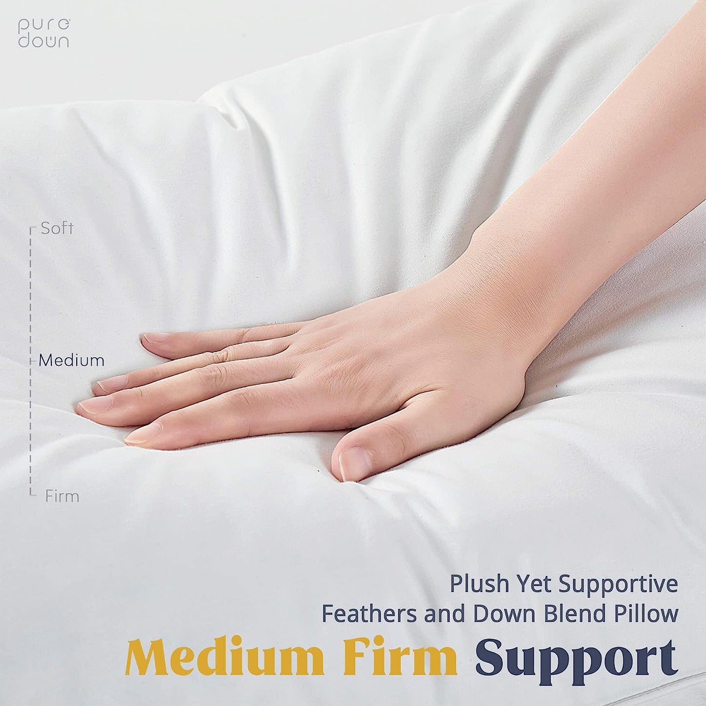 Puredown® Goose Feathers Down Pillows Bed Pillows for Sleeping with 100% Cotton Fabric, Hotel Pillows for Side Back and Stomach Sleeper, Queen Size, Set of 2