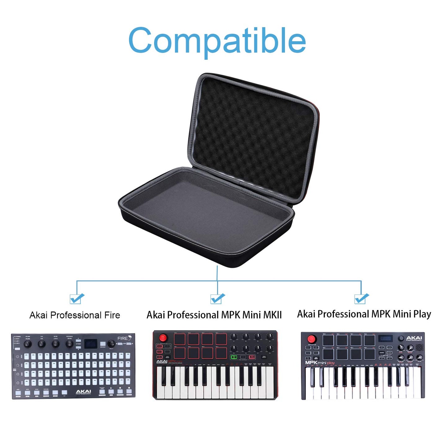 XANAD Hard Case for Akai Professional MPK Mini MK3 & MKII & MPK Mini Play | 25-Key Ultra-Portable USB MIDI Drum Pad & Keyboard Controller