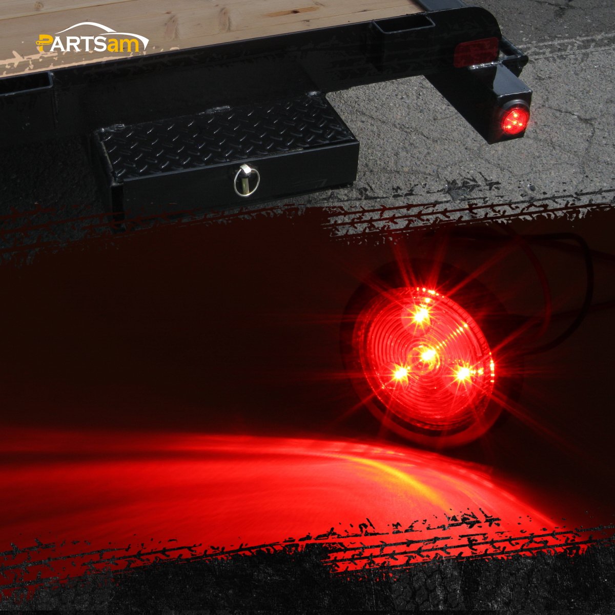 Partsam 10Pack(5 Amber + 5 Red) 2" 4LED Round Trailer Side Marker Light Grommet Flush Mount, [DOT Approved] Sealed 2 inch Clearance Lights with Reflex Lens for Truck RV Camper, IP67 Waterproof, 12V