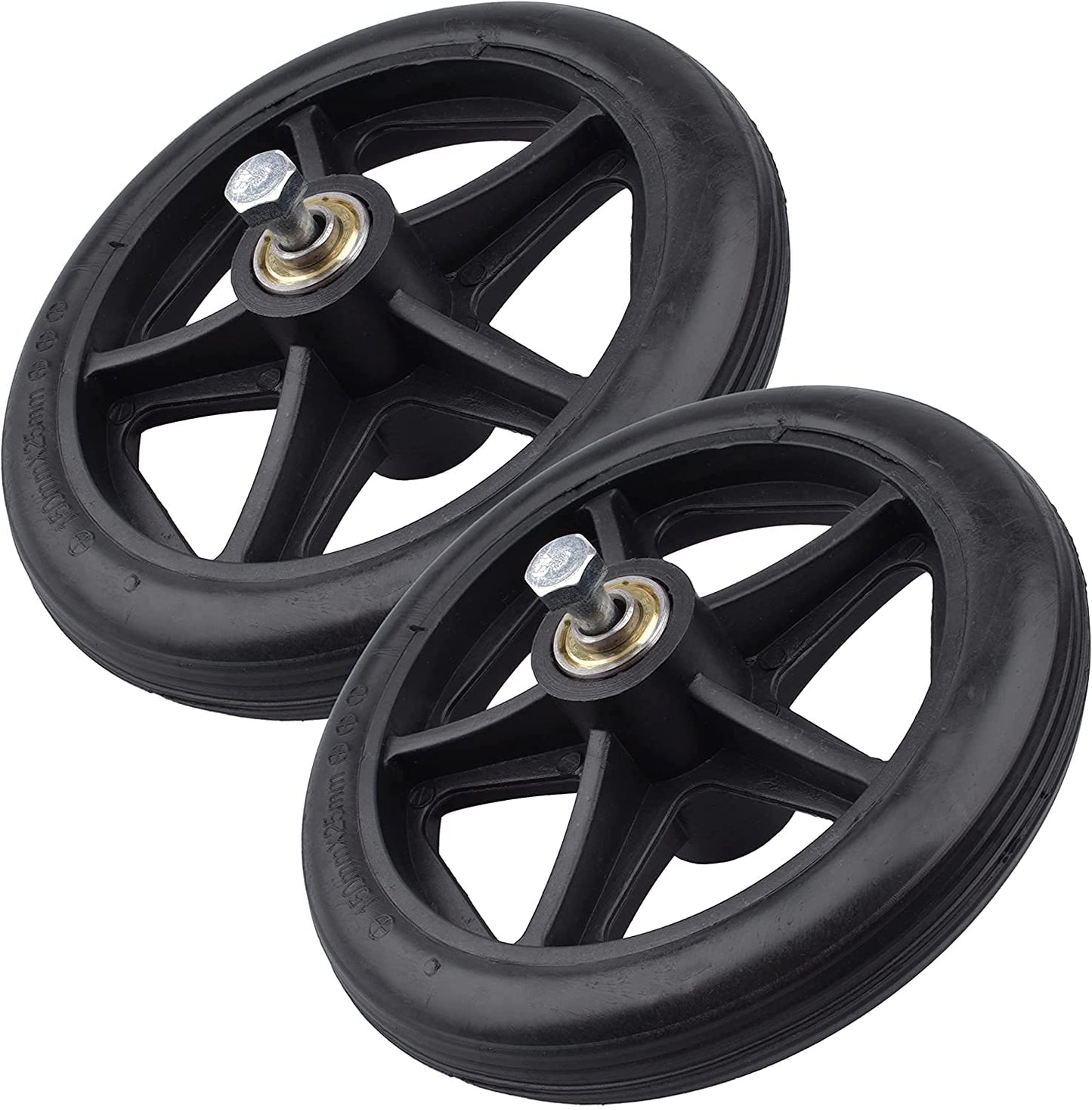 8 Inch by 1 Inch, Wheel Replacement for Wheelchairs, Black (2)