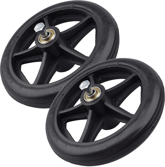 8 Inch by 1 Inch, Wheel Replacement for Wheelchairs, Black (2)