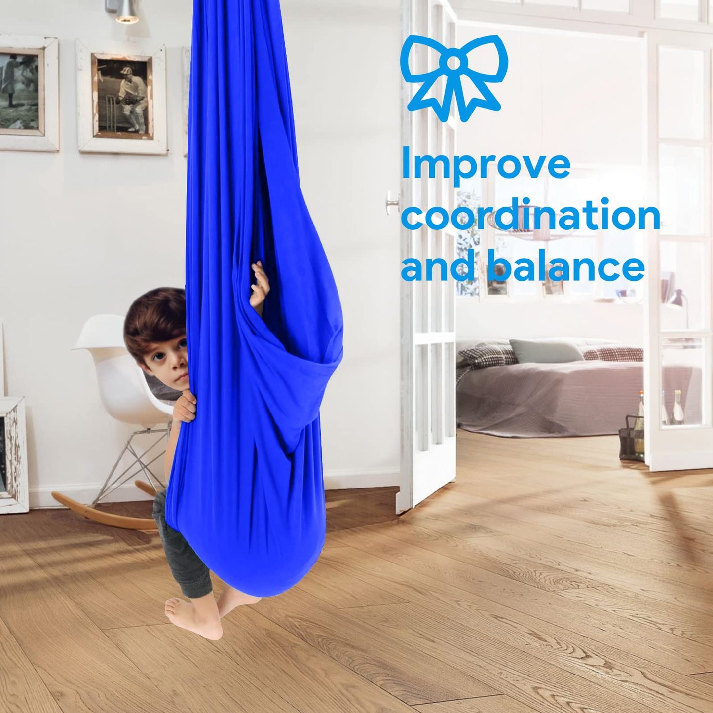Sensory Swing, Therapy Swing for Kids & Adults, Cuddle Swing Indoor Outdoor, Swing Hammock for Child with Disorders, Autism, ADHD, Anxiety, Pod Swing Chair - 110" x 59"