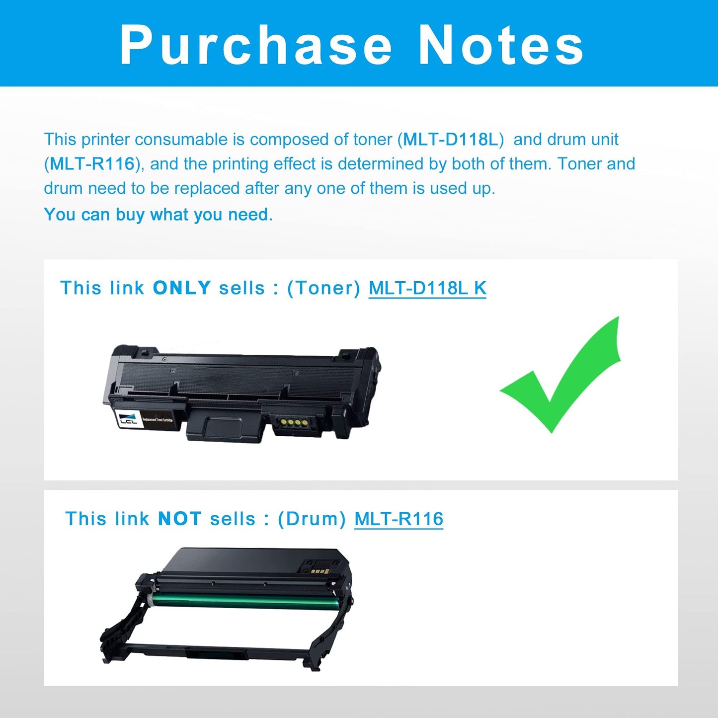 LCL Compatible Toner Cartridge for Samsung MLT-D118L MLT-D118S D118L 118L D118S 4000 Pages (1-Pack,Black) for Samsung Xpress M3065FW, M3015DW