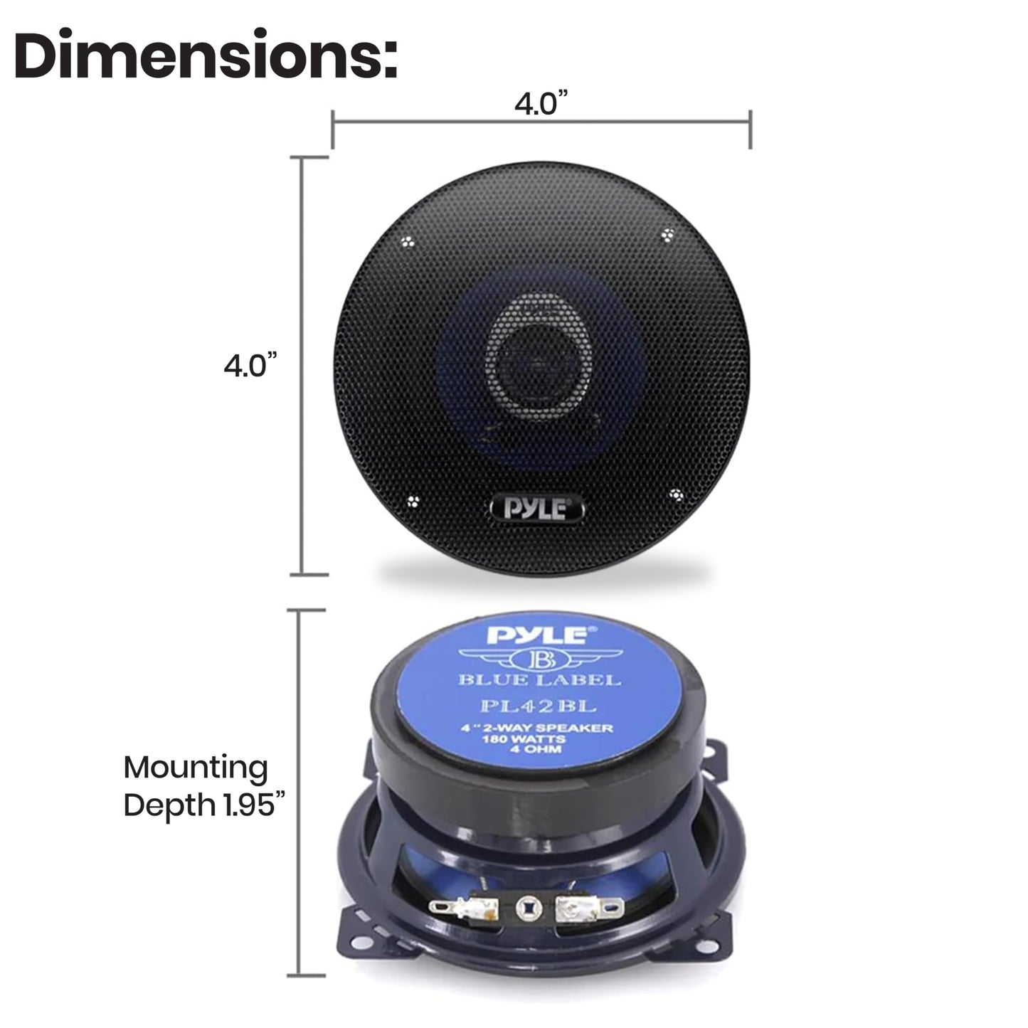 6.5" Three-Way Sound Speaker System - 180 W RMS/360W Power Handling W/ 4 Ohm Impedance and 3/4'' Piezo Tweeter For Car Component Stereo, Round Shaped Pro Full Range Triaxial Loud Audio