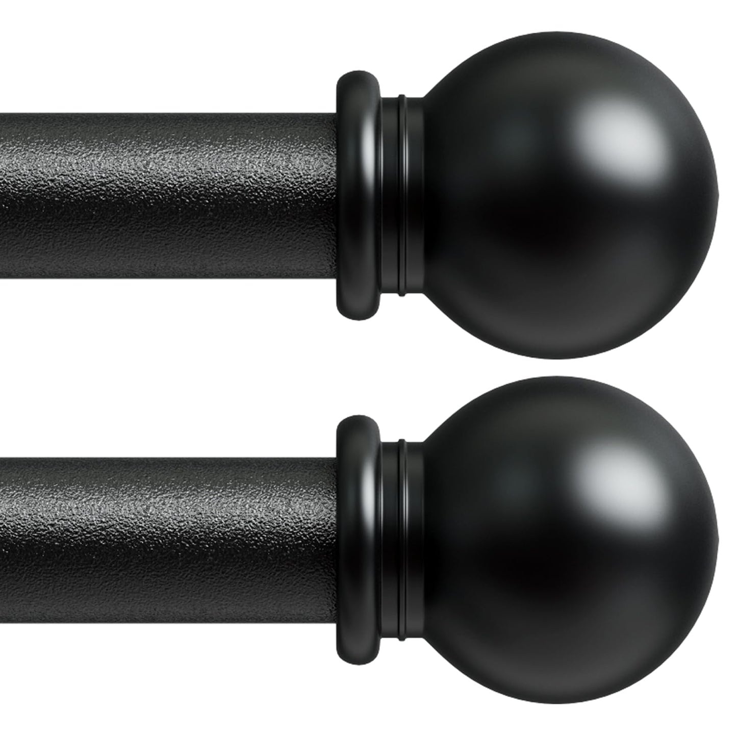 2 Pack Black Curtain Rods 84-120, Long Adjustable Curtain Rod for Patio Outdoor, Sliding Glass Door, Decorative 5/8 Diameter Drapery Rod Set, Heavy Duty Metal Pole for Drape 10 ft