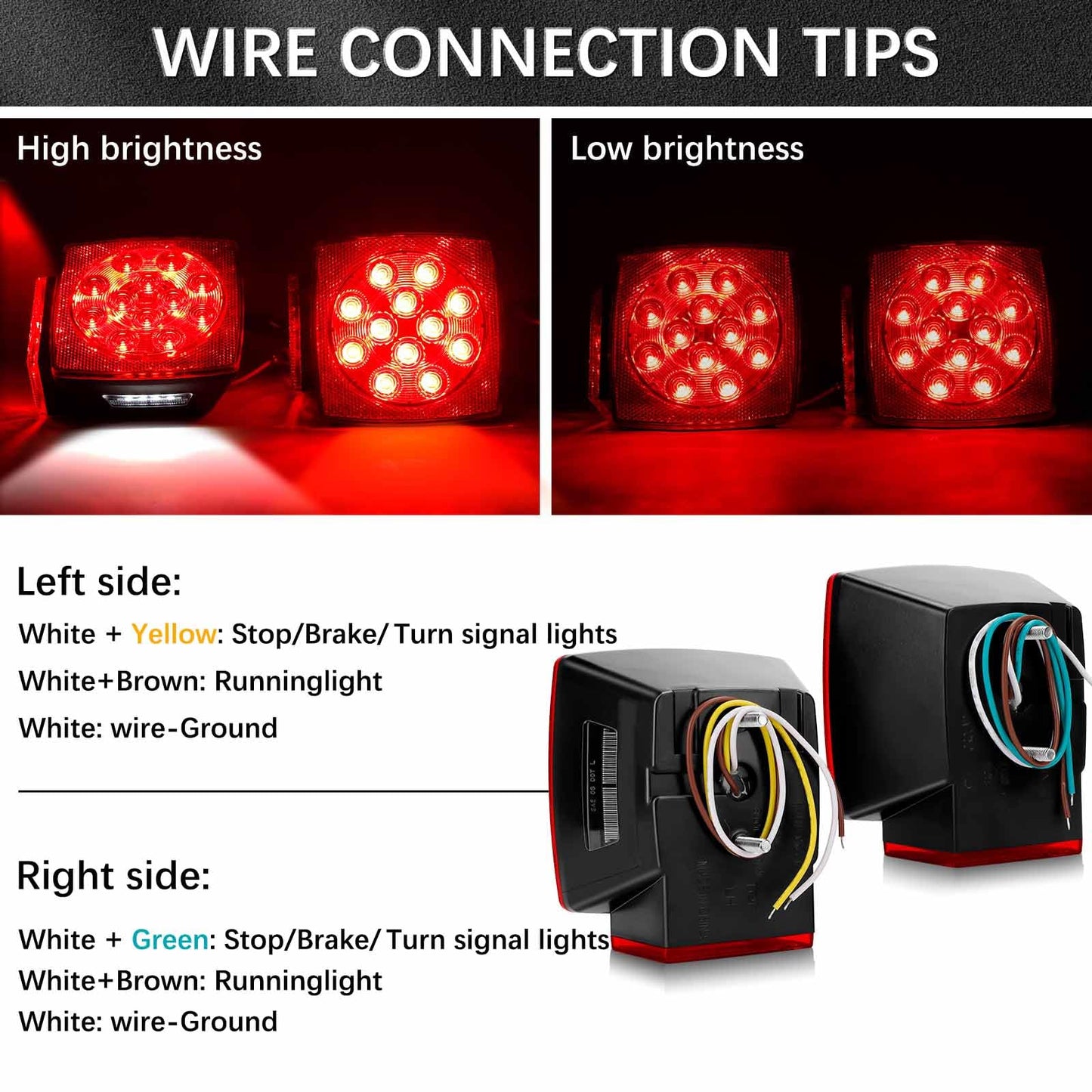 Cyfie LED Trailer Lights Kit, 12V Super Bright Trailer Lights with 25ft Wiring Harness, 6pcs Stop Brake Turn Marker Lights, Tail Light Bar, Fit Under 80" Truck Boat Submersible RV, IP68 Waterproof