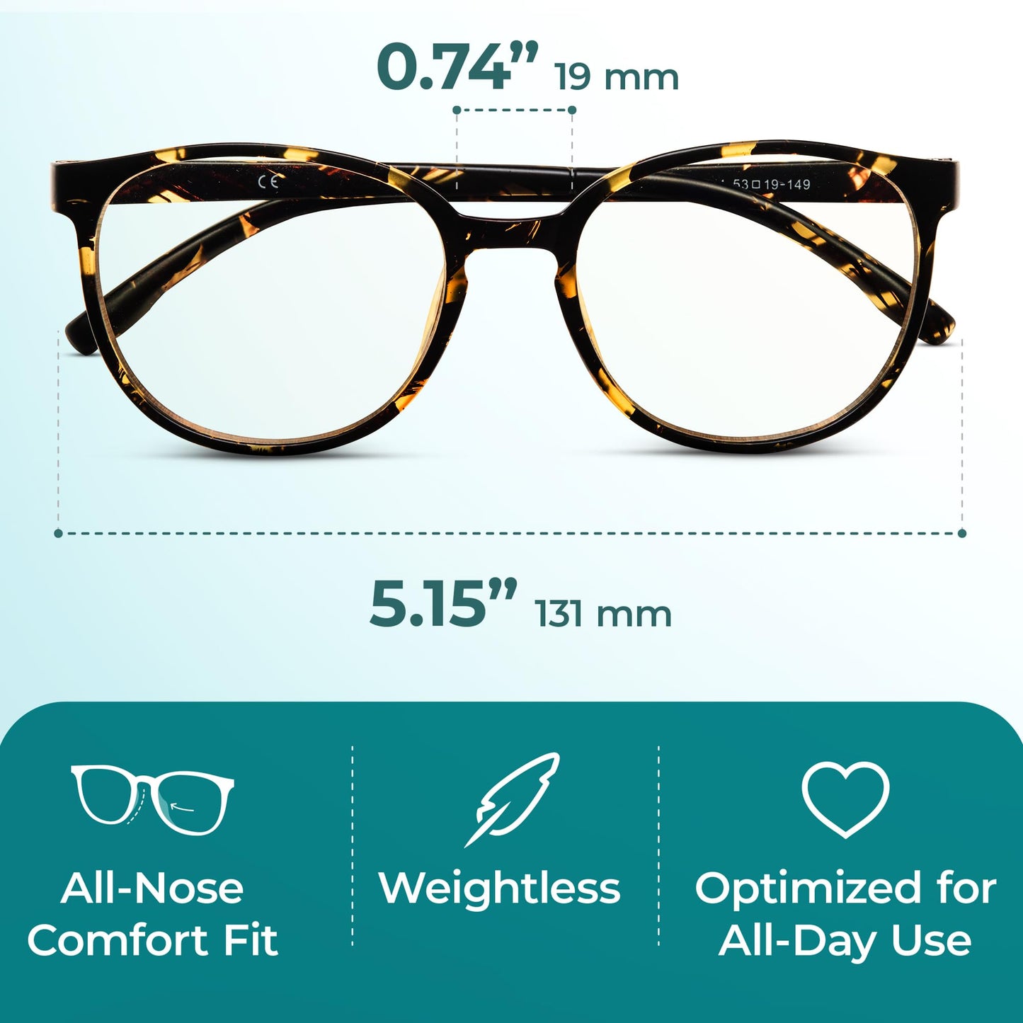 PROSPEK Blue light Readers For Women, ARTIST (+0.5 Magnification) - High Optical Quality Clear Lenses