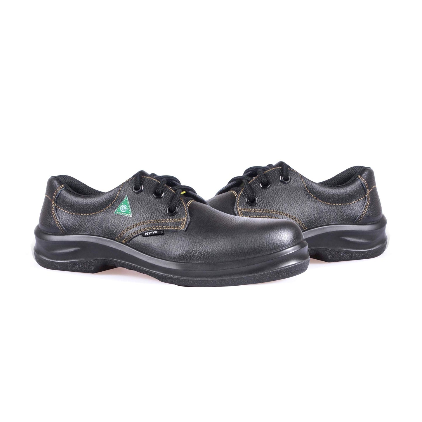 KPR Men's O010 Black Leather CSA Approved Green Triangle Comfort Oxford LACE UP Slip Resistant Safety Shoes, Men's US 10